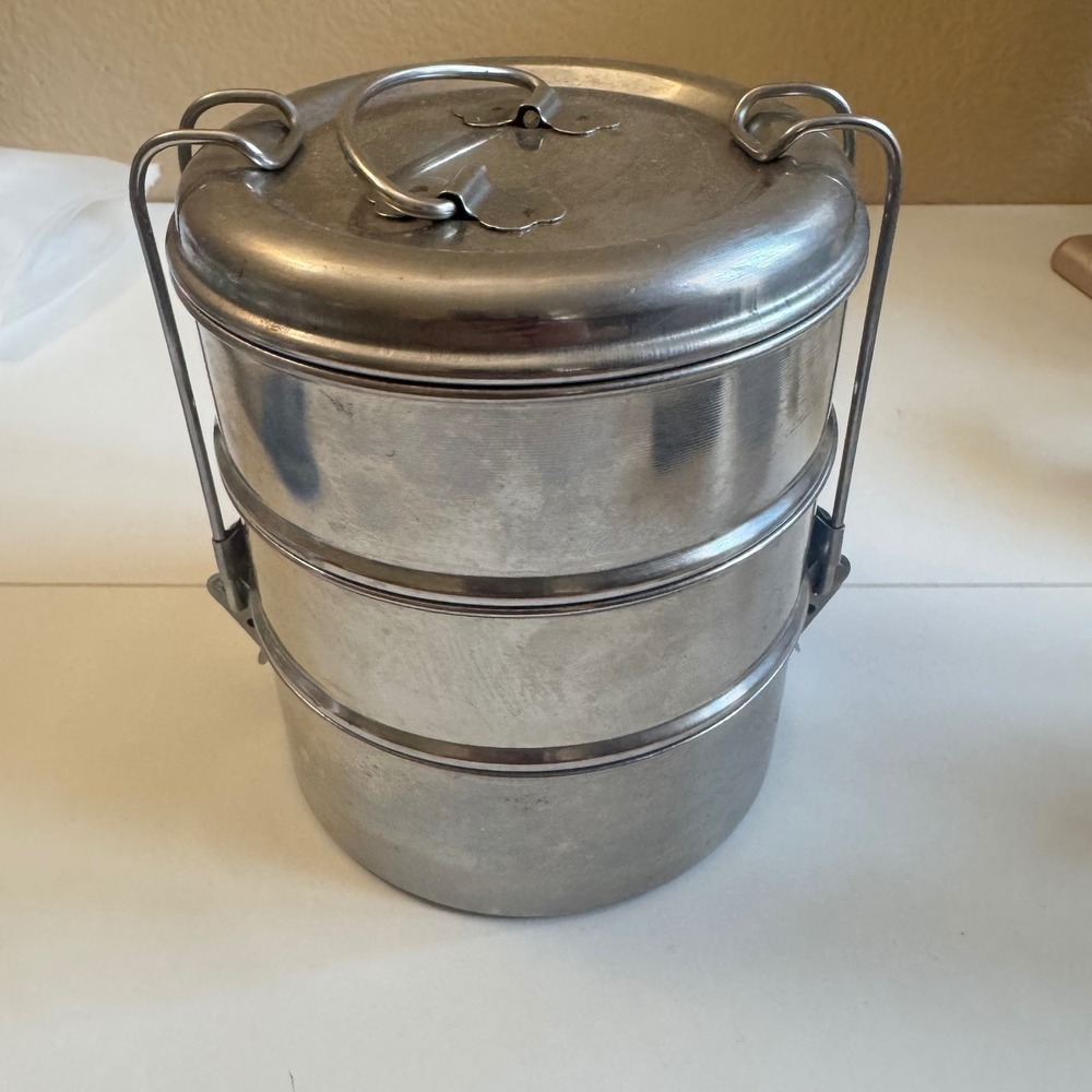 Stainless Steel 3 Tier Tiffin Lunch Box Stackable Food Storage Container 6in